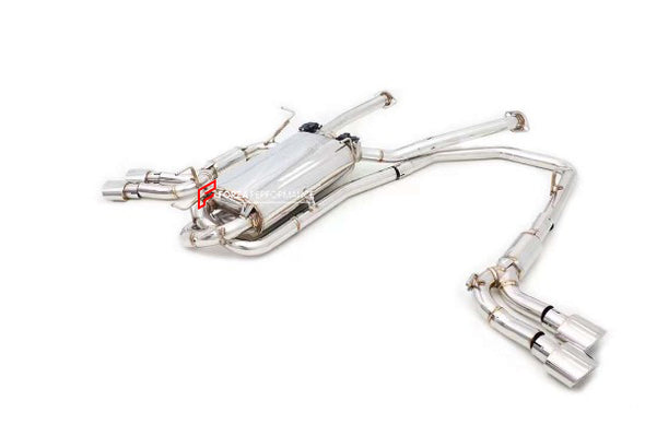 VALVED EXHAUST CATBACK MUFFLER for TOYOTA LAND CRUISER PRADO 250 3.4T 2023+

Valved exhaust, meaning that has remote, controlled valves - allowing a switch between an aggressive loud sports sound and a sound that is closer to the OEM sound

Set includes:

Center Pipes
Muffler with valves
Exhaust tips