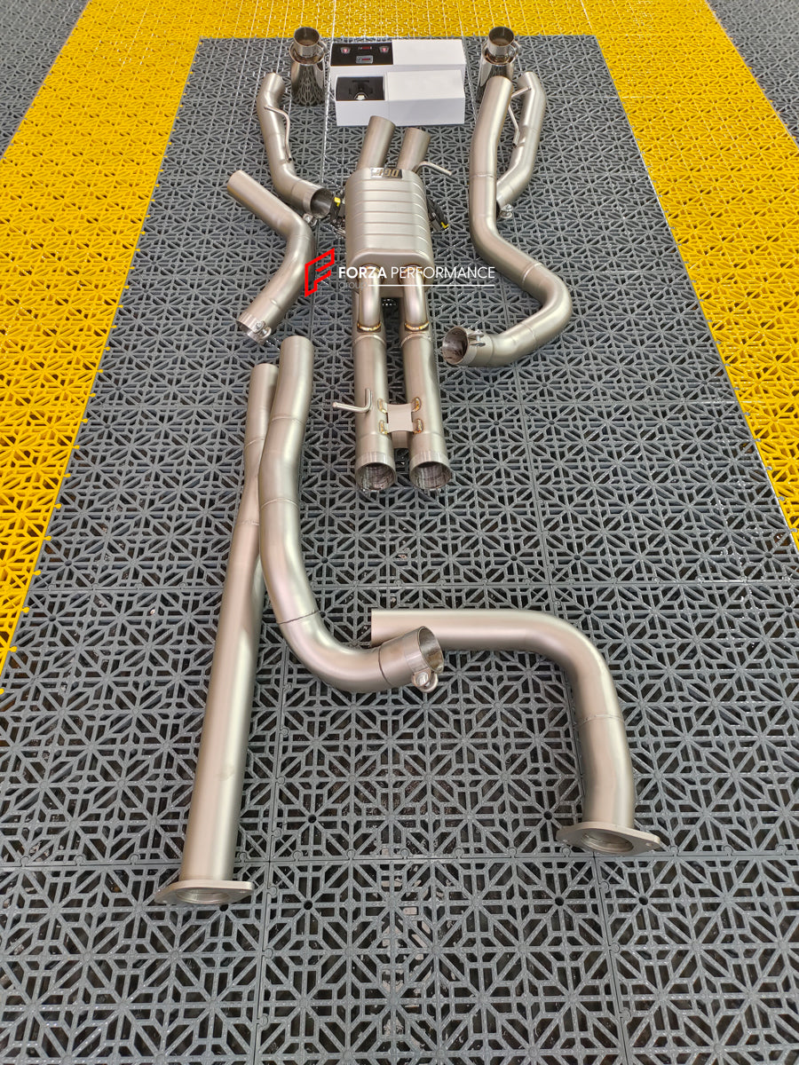 VALVED EXHAUST CATBACK SYSTEM FOR RAM TRX 2021+ 6.2L Material: Stainless Steel Production time: 12 days Note: Professional installation is required.