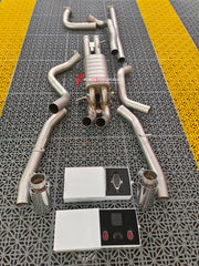 VALVED EXHAUST CATBACK SYSTEM FOR RAM TRX 2021+ 6.2L Material: Stainless Steel Production time: 12 days Note: Professional installation is required.