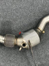 EXHAUST DOWNPIPE for FERRARI F8 TRIBUTO 3.9T 2019 - 2023  Material: Stainless steel  Optionally for an extra cost:  Heat shield protection 200 cell catalytic converter