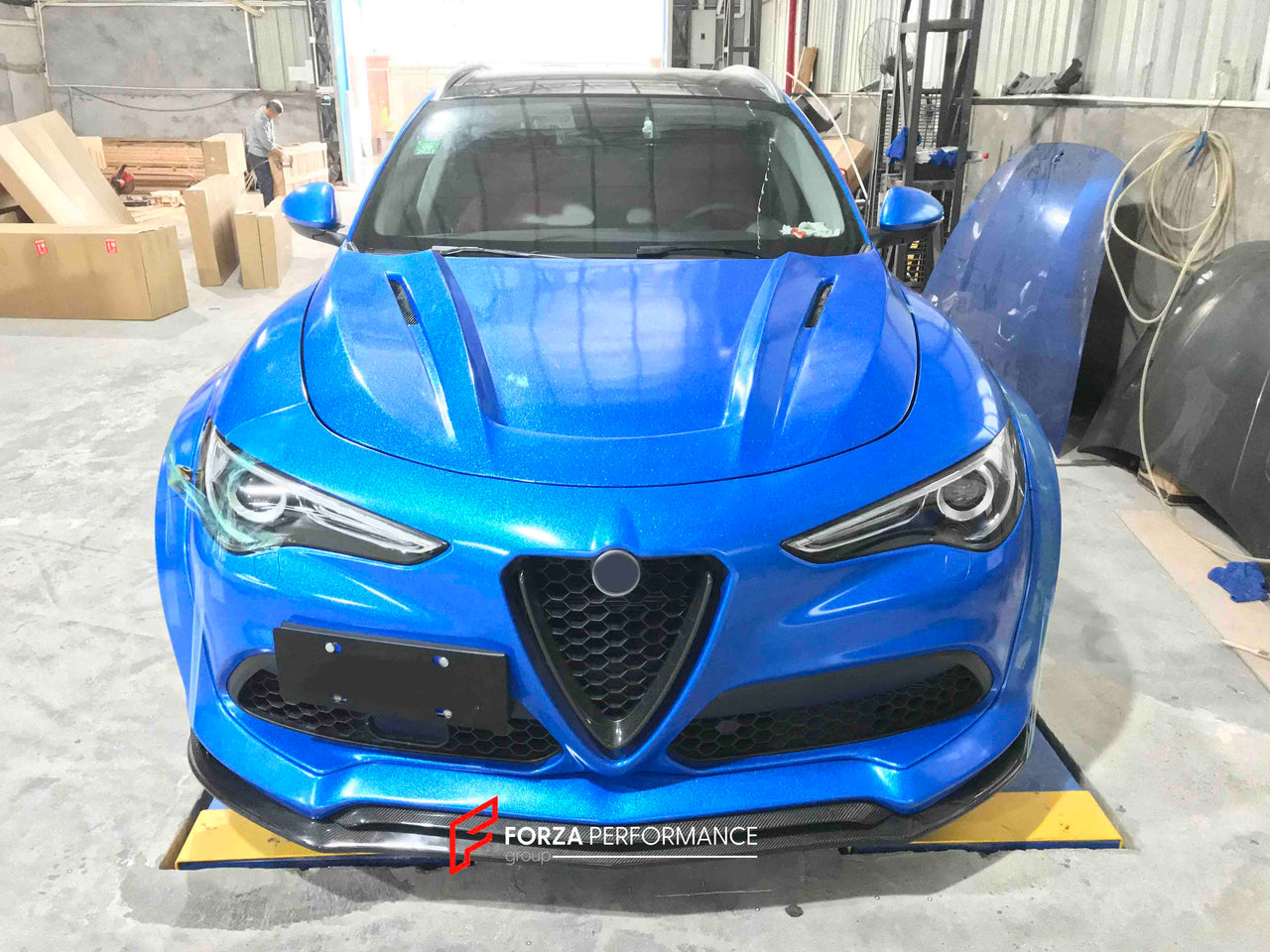 WIDE BODY KIT for ALFA ROMEO STELVIO 949 2017 - 2023  Set includes:  Front Lip Fender Flares Side Skirts Rear Spoiler Roof Spoiler Rear Diffuser Hood Side Fenders