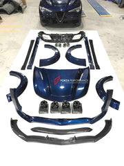 WIDE BODY KIT for ALFA ROMEO STELVIO 949 2017 - 2023  Set includes:  Front Lip Fender Flares Side Skirts Rear Spoiler Roof Spoiler Rear Diffuser Hood Side Fenders