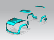 WIDE BODY KIT for LAND ROVER DEFENDER 2021+  Set includes:  Front Hood Front Lip Side Fender Side Air Vents Side Skirts Roof DRL LED Bar Roof Spoiler Rear Diffuser Exhaust Tips