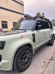 WIDE BODY KIT for LAND ROVER DEFENDER 2021+  Set includes:  Front Bumper Rear Bumper Side Fenders Side Skirts Front Grille Roof LED Bar Dry Carbon Hood with Glass Roof Spoiler Side Skirts