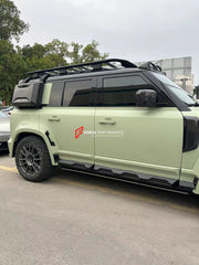 WIDE BODY KIT for LAND ROVER DEFENDER 2021+  Set includes:  Front Bumper Rear Bumper Side Fenders Side Skirts Front Grille Roof LED Bar Dry Carbon Hood with Glass Roof Spoiler Side Skirts