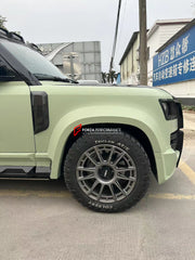 WIDE BODY KIT for LAND ROVER DEFENDER 2021+  Set includes:  Front Bumper Rear Bumper Side Fenders Side Skirts Front Grille Roof LED Bar Dry Carbon Hood with Glass Roof Spoiler Side Skirts