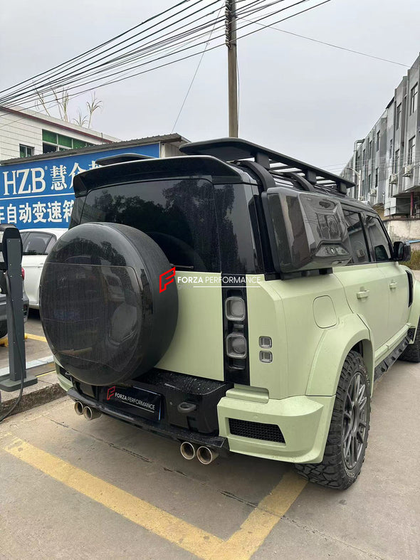 WIDE BODY KIT for LAND ROVER DEFENDER 2021+  Set includes:  Front Bumper Rear Bumper Side Fenders Side Skirts Front Grille Roof LED Bar Dry Carbon Hood with Glass Roof Spoiler Side Skirts