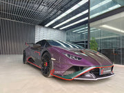 CONVERSION DRY CARBON BODY KIT for LAMBORGHINI HURACAN to HURACAN STO  Set includes: Front bumper Front hood Front hood trunk Side fenders Rear Bumper Rear Fenders Rear hood with Air intake Rear Spoiler Exhaust system Door panels (for an extra cost) Mirror cover (for an extra cost)