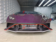 CONVERSION DRY CARBON BODY KIT for LAMBORGHINI HURACAN to HURACAN STO  Set includes: Front bumper Front hood Front hood trunk Side fenders Rear Bumper Rear Fenders Rear hood with Air intake Rear Spoiler Exhaust system Door panels (for an extra cost) Mirror cover (for an extra cost)