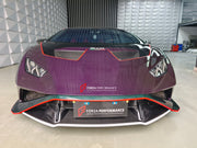CONVERSION DRY CARBON BODY KIT for LAMBORGHINI HURACAN to HURACAN STO  Set includes: Front bumper Front hood Front hood trunk Side fenders Rear Bumper Rear Fenders Rear hood with Air intake Rear Spoiler Exhaust system Door panels (for an extra cost) Mirror cover (for an extra cost)