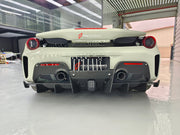 Conversion Body Kit Ferrari 488 Pista for Ferrari 488 2015+  Set includes:  Front bumper Carbon front lip Carbon hood/bonnet Carbon side skirts add-ons Rear bumper Carbon rear diffuser Rear decklid spoiler