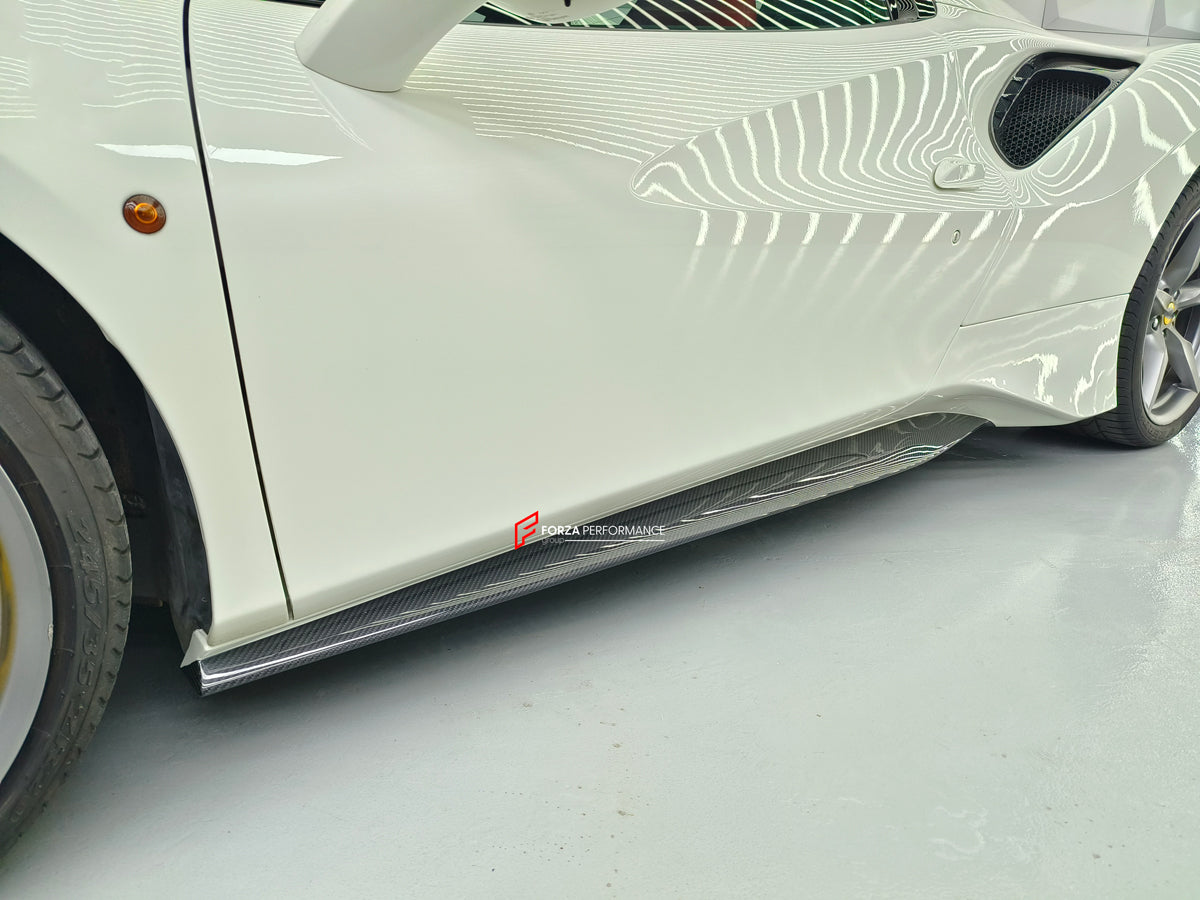 Conversion Body Kit Ferrari 488 Pista for Ferrari 488 2015+  Set includes:  Front bumper Carbon front lip Carbon hood/bonnet Carbon side skirts add-ons Rear bumper Carbon rear diffuser Rear decklid spoiler