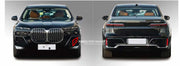 CONVERSION BODY KIT for BMW 7-SERIES F02 2008 - 2015 UPGRADE to G70 2023  Set includes:  Front Bumper Rear Bumper Front Grille Rear Doors Exhaust Tips Fender Flares Hood Headlights Tail Lights Rear Diffuser Trunk