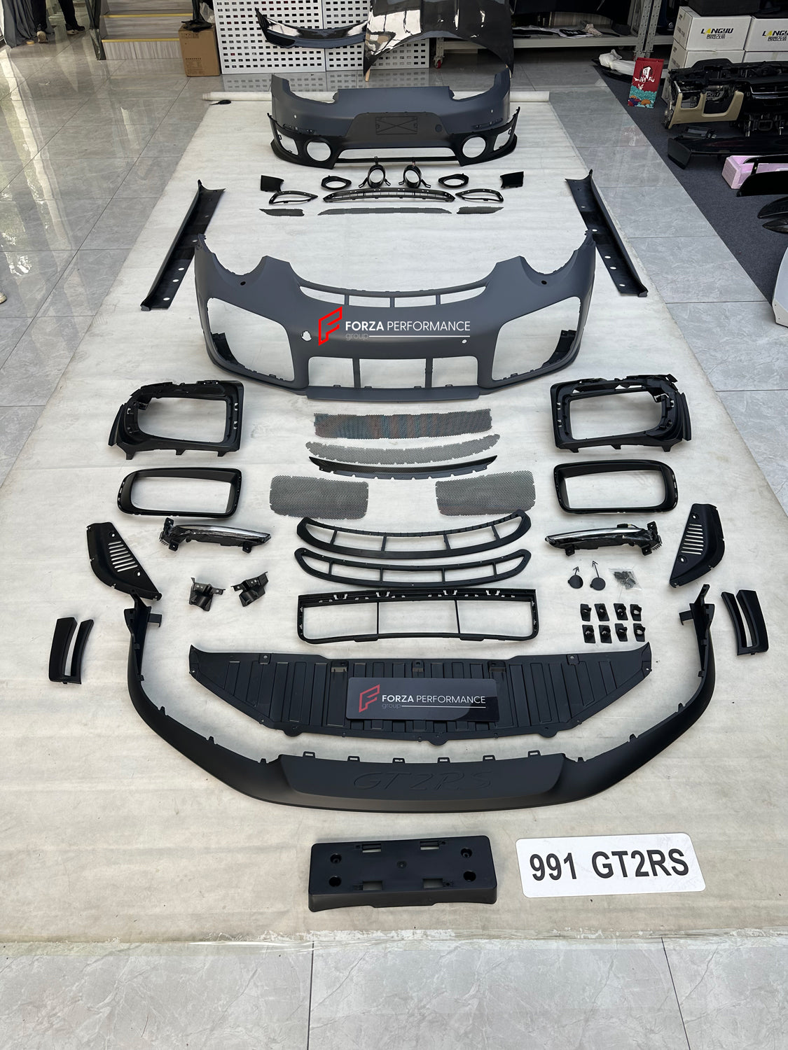 CONVERSION BODY KIT for PORSCHE 911 991.1 991.2 2012 - 2018 UPGRADE to GT2RS  Set includes:  Front Bumper Side Skirts Fender Flares Rear Bumper Front Lip Carbon Hood Carbon Trunk Exhaust Tips