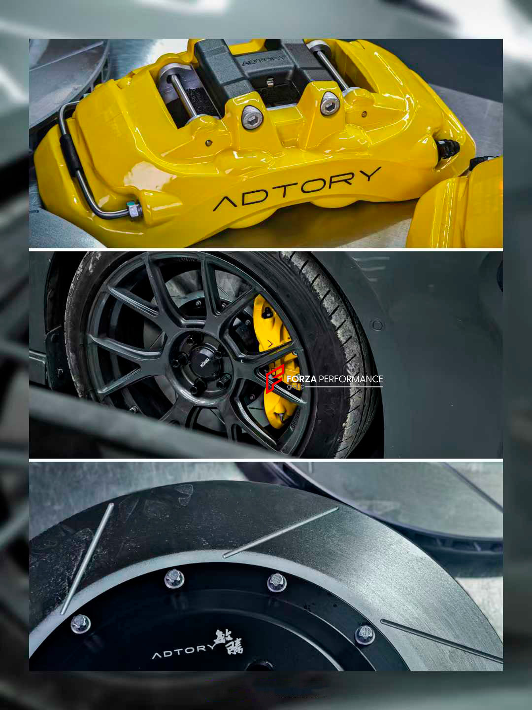 ADTORY X FORZA PERFORMANCE RACE BIG BRAKE KIT BBK for LYNK AND CO 03 CS11 2018 - 2023

ADTORY Brake Kits are engineered as bolt on upgrades that work with the factory master cylinder and ABS, delivering stronger, more repeatable stops with the pedal feel you want. Whether you cruise the city, carve canyons, or chase lap times.

Highlights

Track-ready, heat-resistant components.
Jewel-like caliper finish is incredibly durable and easy to clean
Pistons are calibrated to integrate smoothly with the Factory OE