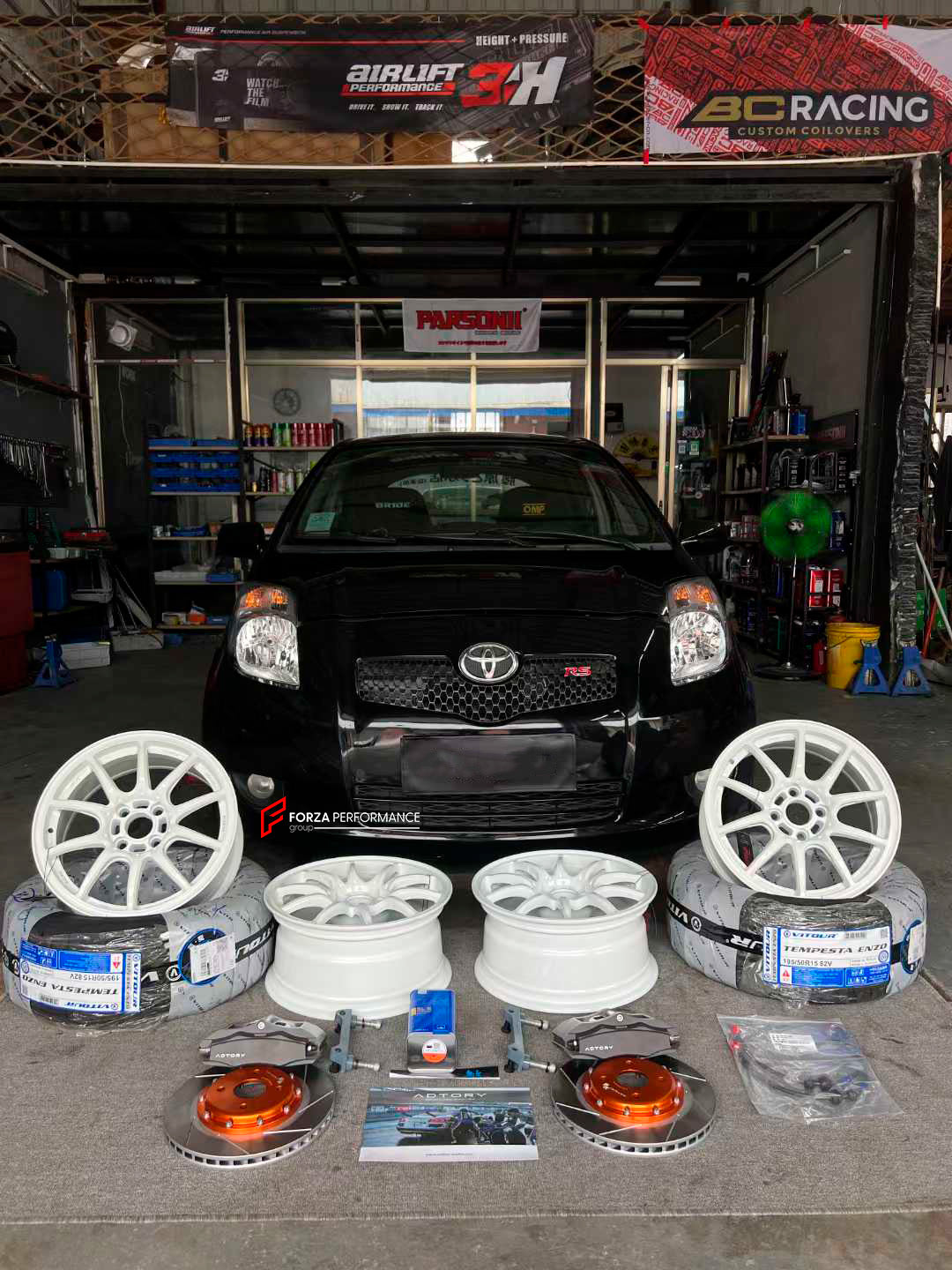 ADTORY X FORZA PERFORMANCE RACE BIG BRAKE KIT BBK for TOYOTA YARIS XP90 2005 - 2009

ADTORY Brake Kits are engineered as bolt on upgrades that work with the factory master cylinder and ABS, delivering stronger, more repeatable stops with the pedal feel you want. Whether you cruise the city, carve canyons, or chase lap times.

Highlights

Track-ready, heat-resistant components.
Jewel-like caliper finish is incredibly durable and easy to clean
Pistons are calibrated to integrate smoothly with the Factory OEM 