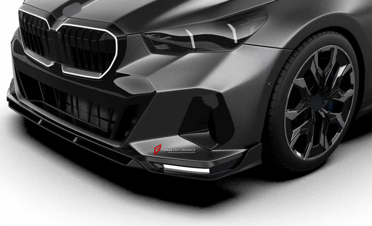 AERO KIT for BMW 5 SERIES G60 2023+ FORZA PERFORMANCE custom fit      KT Design
Set includes:

Front Lip
Front Bumper Vents
Front Grille
LED Lights
Side Skirts
Rear Diffuser
Material: Plastic

NOTE: Professional installation is required.