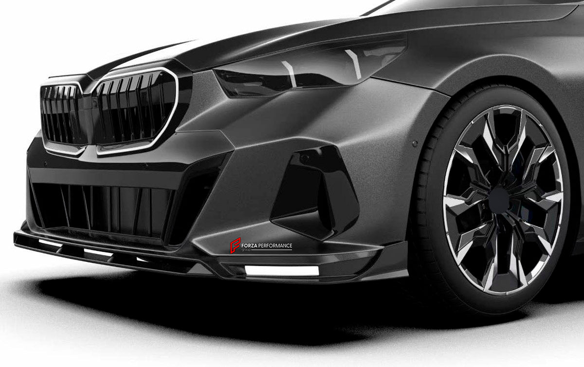 AERO KIT for BMW 5 SERIES G60 2023+ FORZA PERFORMANCE custom fit      KT Design
Set includes:

Front Lip
Front Bumper Vents
Front Grille
LED Lights
Side Skirts
Rear Diffuser
Material: Plastic

NOTE: Professional installation is required.