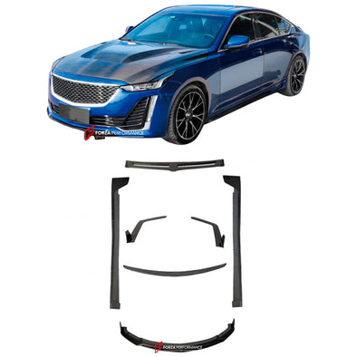 CARBON BODY KIT for CADILLAC CT5

Set includes:

Front Lip
Rear Spoiler
Side Skirts

Material: Carbon fiber

NOTE: Professional installation is required. For an extra cost can offer hood like on photo