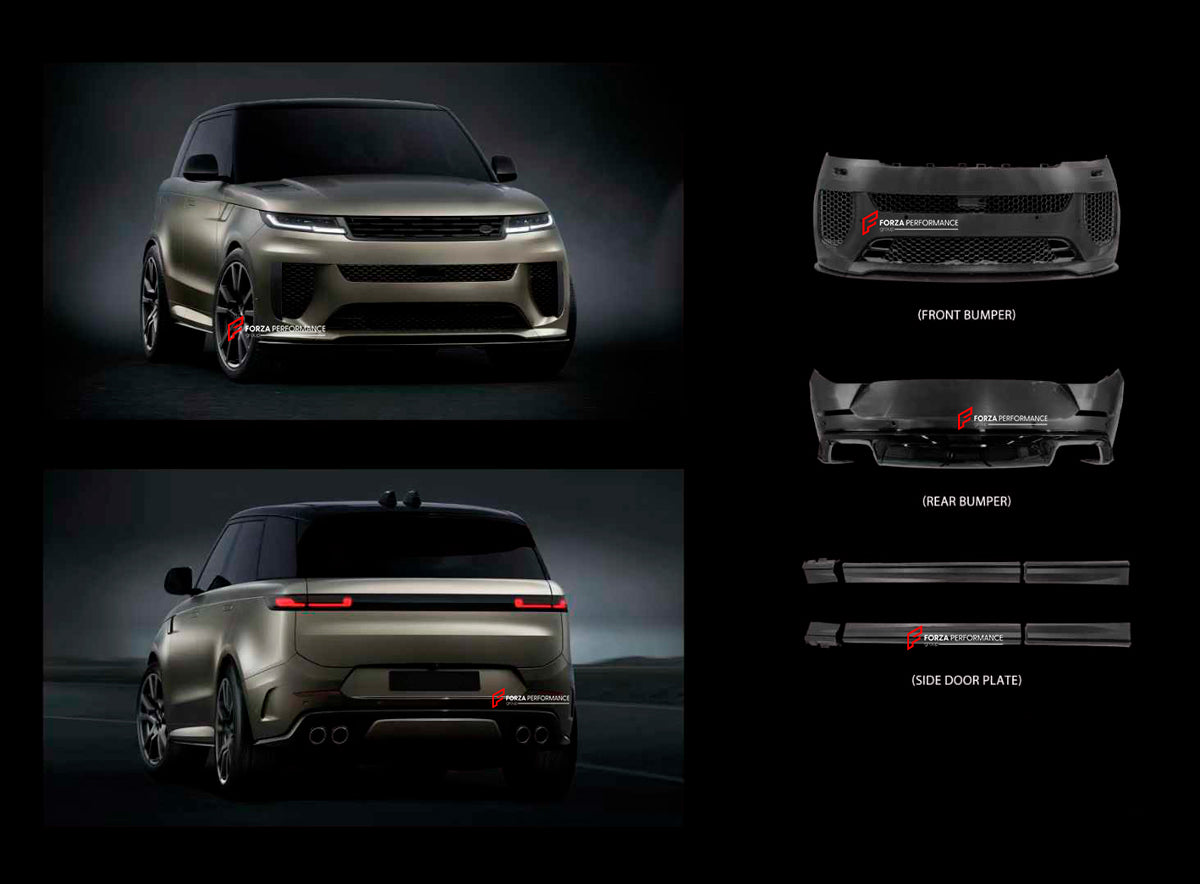 SV KIT for LAND ROVER RANGE ROVER SPORT L461 2022+



Set includes:

Front Bumper

Side Skirts
Rear Bumper

Material: Plastic

Note: Professional installation is required.

Contact us for pricing.

Payment ►
Visa

Mastercard

PayPal with a credit card (add 4.4% at checkout)
Payoneer
Cryptocurrency
Shipment ►
By express DHL/UPS/TNT/FedEx
To the local international airport
Special line by air
Special line by the sea
To Europe and the UK by train

Please let us know which shipping option you prefer.


