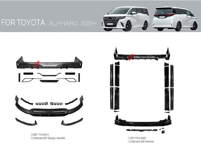 AERO KIT for TOYOTA ALPHARD AH40 2023+



BF design aero kit includes:&nbsp;

Front Lip
Rear Diffuser

GR aero kit includes:

Front Lip
Side Skirts
Rear Diffuser

Material: Plastic

Note: Professional installation is required.

Contact us for pricing.

Payment ►
Visa

Mastercard

PayPal with a credit card (add 4.4% at checkout)
Payoneer
Cryptocurrency
Shipment ►
By express DHL/UPS/TNT/FedEx
To the local international airport
Special line by air
Special line by the sea
To Europe and the UK by train

Please l