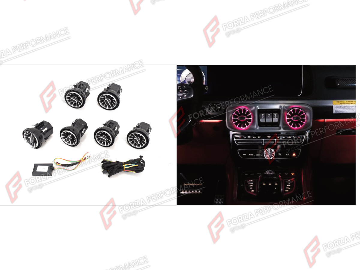 AIR VENTS WITH AMBIENT LIGHTS for MERCEDES-BENZ G-CLASS W464 G63 G350 G350D G400D G500 G550 2019 - 2024

Set includes:
Air Vents With Ambient Lights

Material: Plastic

NOTE: Professional installation is required.