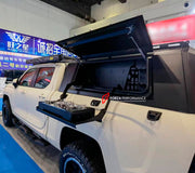 ALUMINIUM CANOPY SIDE KITCHEN for DODGE RAM FORD F-150 GMC SIERRA TOYOTA TUNDRA CHEVROLET SILVERADO Forza Performance Custom fit
Set includes:

Canopy Side Kitchen
Material: Aluminium

NOTE: Professional installation is required.