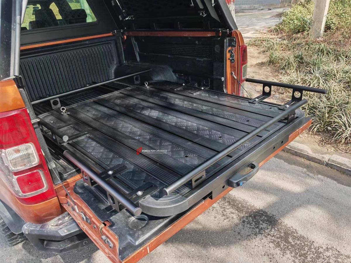 ALUMINIUM PICKUP BED SLIDING TRAY for DODGE RAM 1500 FORD F-150 JEEP GLADIATOR Forza Performance Custom fit
Set includes:

Pickup Bed Sliding Tray
Material: Aluminium

NOTE: Professional installation is required.