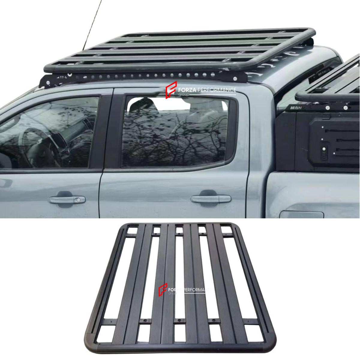 ALUMINIUM ROOF RACK for FORD RANGER 2022+ Forza Performance Custom fit
Set includes:

Roof Rack
Material: Aluminium

NOTE: Professional installation is required.