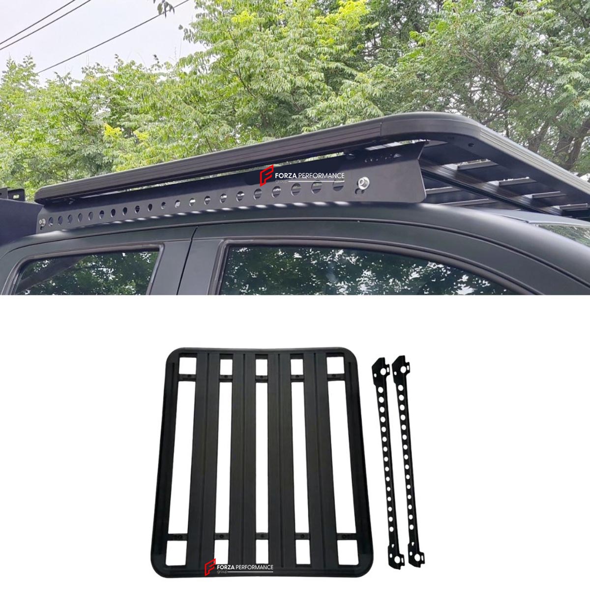 ALUMINIUM ROOF RACK for GREAT WALL CANNON POER Forza Performance Custom fit
Set includes:

Roof Rack
Material: Aluminium

NOTE: Professional installation is required.