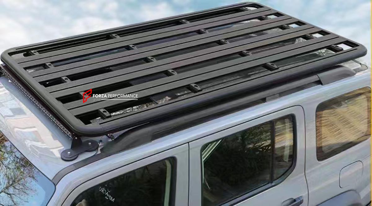 ALUMINIUM ROOF RACK for GREAT WALL TANK 300 Forza Performance Custom fit
Set includes:

Roof Rack
Material: Aluminium

NOTE: Professional installation is required.