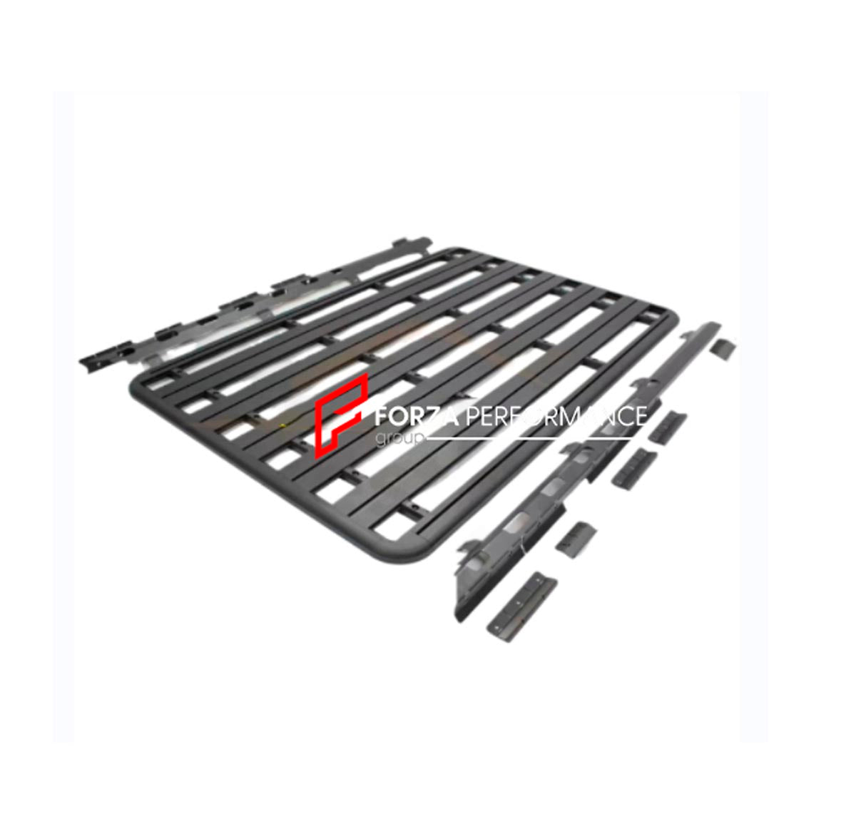 ALUMINIUM ROOF RACK for JEEP WRANGLER 2008 - 2018 Forza Performance Custom fit
Set includes:

Roof Rack
Material: Aluminium

NOTE: Professional installation is required.