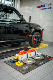 We manufacture premium quality carbon ceramic brakes discs rotors for LAND ROVER DEFENDER 110 P400 L663 2019+ in any size

Specification:

Authentic AP Racing CP8520 6 Pot Front Brake Calipers
Front disc: 410 mm, thickness 36 mm


Includes: brake disсs / rotors, brake pads, brackets for calipers, hoses.

BRAKE DISCS ROTORS CAN BE MADE FOR YOUR CAR IN ANY SIZE AND UPGRADED FROM IRON / STEEL DISCS TO CARBON CERAMIC

PLEASE INCLUDE YOUR CAR VIN, MODEL, YEAR AND WHEELS SIZE.

Note: Professional installation req