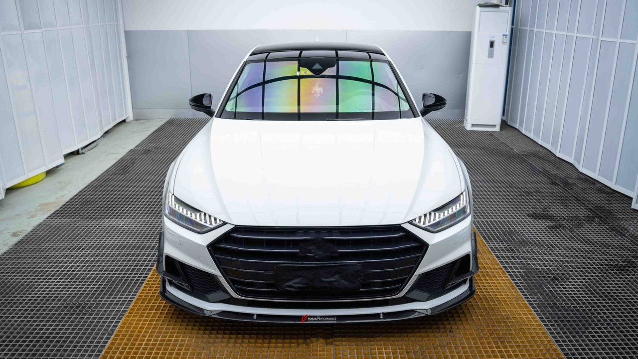 DRY CARBON FRONT LIP CANARDS for AUDI A7 4K8 2018+  Set includes:  Front Lip Front Canards