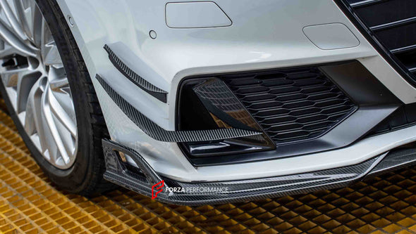 DRY CARBON FRONT LIP CANARDS for AUDI A7 4K8 2018+  Set includes:  Front Lip Front Canards