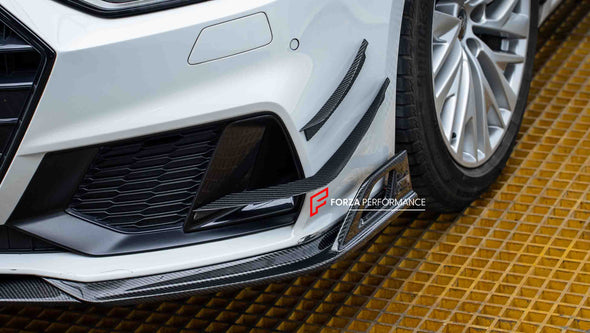 DRY CARBON FRONT LIP CANARDS for AUDI A7 4K8 2018+  Set includes:  Front Lip Front Canards