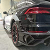 WIDE DRY CARBON BODY KIT FOR AUDI Q8 | RSQ8 4M 2019+   Set include:  Front Bumper Assembly Front Bumper Canards Hood/Bonnet Front Fenders Fender Flares Side Skirts Rear Roof Spoiler Trunk Wing Spoiler Exhaust system Rear Bumper Rear Diffuser