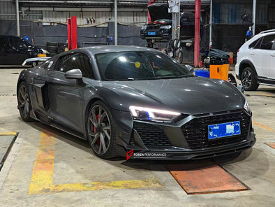 AULENA DRY CARBON BODY KIT FOR AUDI R8 4S 2019 - 2023  Set includes:  Front Lip Front Bumper Canards Side Skirts Side Blades Rear Diffuser Rear Spoiler