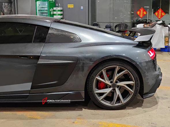 AULENA DRY CARBON BODY KIT FOR AUDI R8 4S 2019 - 2023  Set includes:  Front Lip Front Bumper Canards Side Skirts Side Blades Rear Diffuser Rear Spoiler