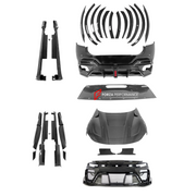 Set includes:

Front Bumper
Hood / Bonnet
Side Skirts
Fender Flares
Rear Bumper
Material: Carbon

NOTE: Professional installation is required.