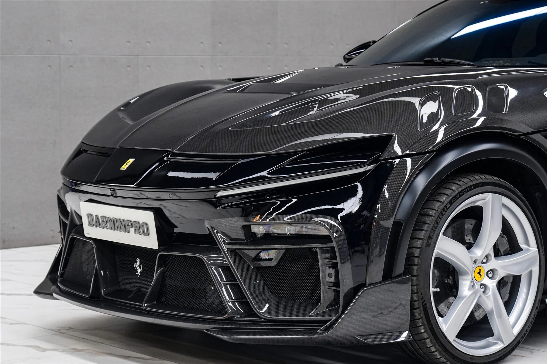 Set includes:

Front Bumper
Hood / Bonnet
Side Skirts
Fender Flares
Rear Bumper
Material: Carbon

NOTE: Professional installation is required.