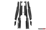 Set includes:

Front Bumper
Hood / Bonnet
Side Skirts
Fender Flares
Rear Bumper
Material: Carbon

NOTE: Professional installation is required.