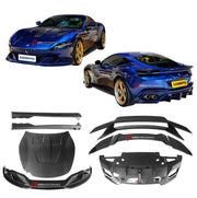AUTHENTIC DARWINPRO CARBON BODY KIT for FERRARI ROMA 2020+ Forza Performance Custom fit BKSS Style
Set includes:

Front Lip Splitter
Hood Bonnet
Side Skirts
Rear Diffuser
Rear Wing Spoiler or Rear Spoiler (your choice)
Material: Carbon (Can be made in Forged Carbon or Dry Carbon)

NOTE: Professional installation is required.