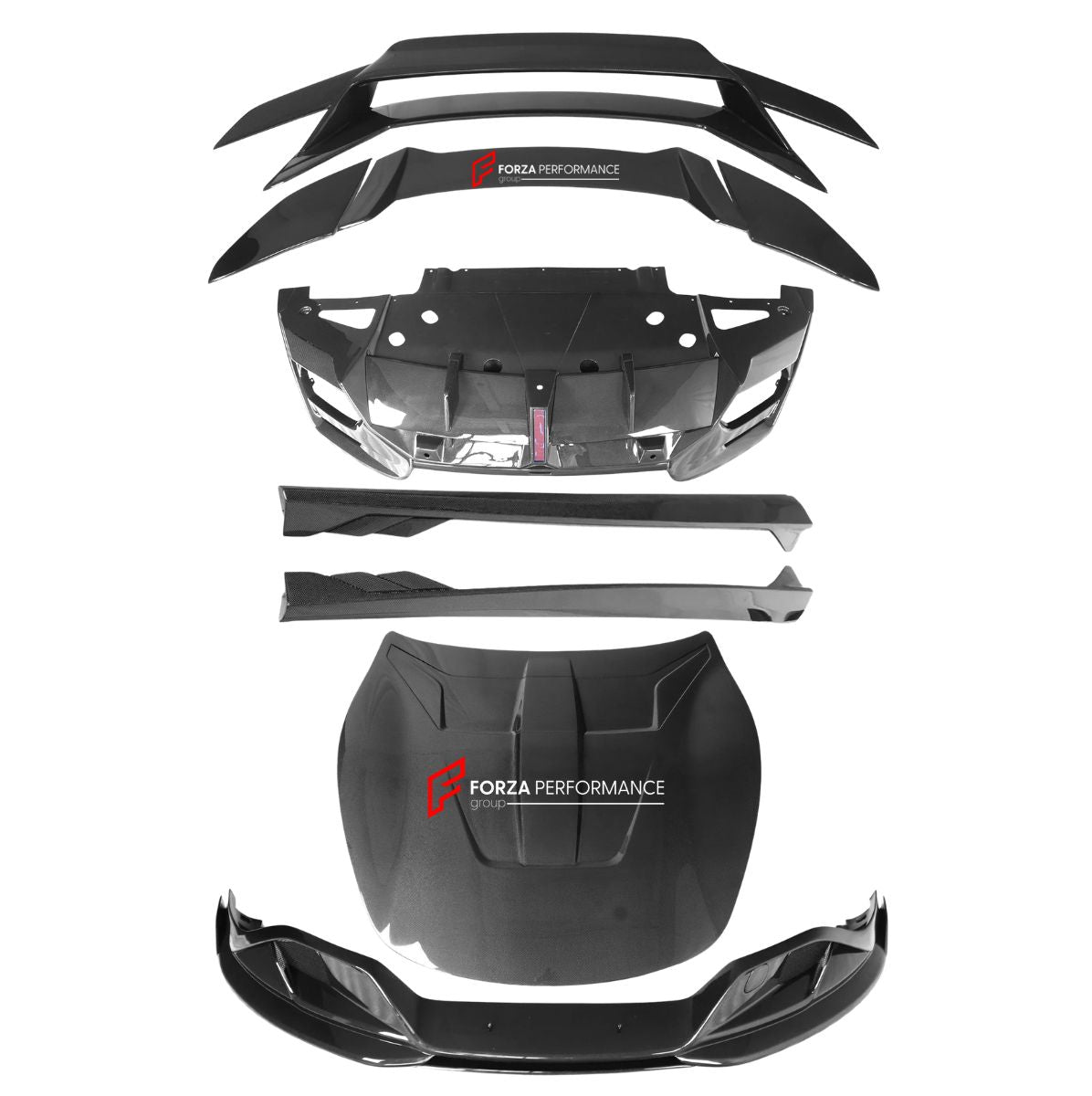AUTHENTIC DARWINPRO CARBON BODY KIT for FERRARI ROMA 2020+ Forza Performance Custom fit BKSS Style
Set includes:

Front Lip Splitter
Hood Bonnet
Side Skirts
Rear Diffuser
Rear Wing Spoiler or Rear Spoiler (your choice)
Material: Carbon (Can be made in Forged Carbon or Dry Carbon)

NOTE: Professional installation is required.