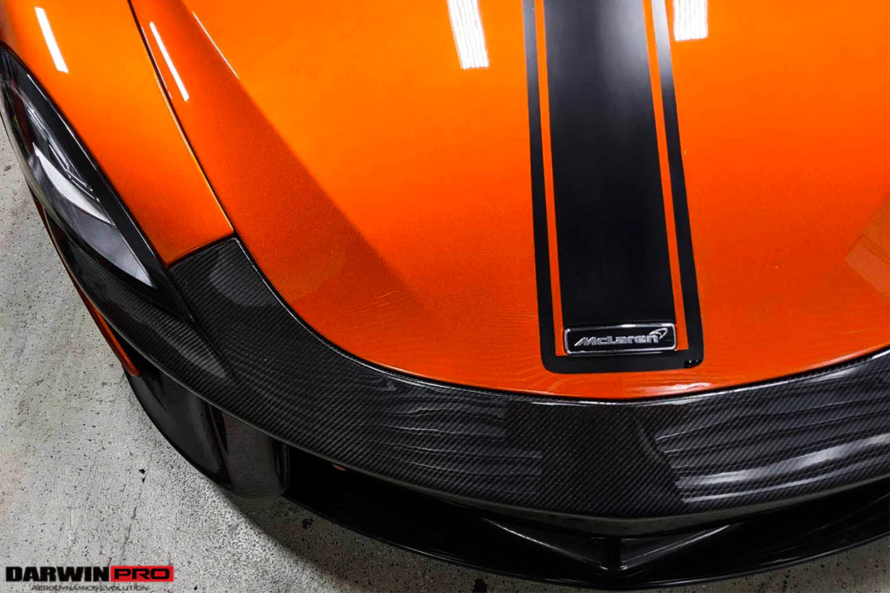 AUTHENTIC DARWINPRO CARBON FRONT BUMPER COVER for MCLAREN 540C 570S 570GT 600LT 2015 - 2021
Set includes:

Front Bumper Cover
Material: Carbon (Can be made in Forged Carbon)

NOTE: Professional installation is required