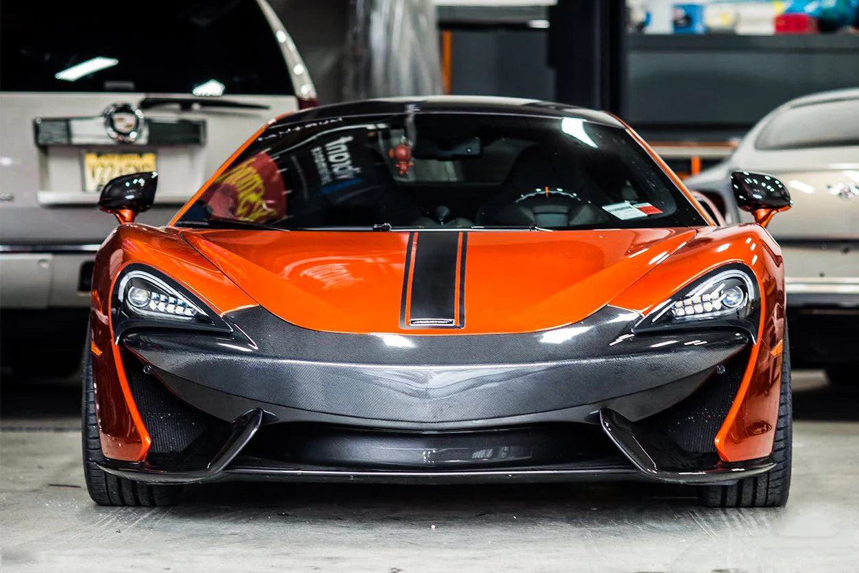 AUTHENTIC DARWINPRO CARBON FRONT BUMPER COVER for MCLAREN 540C 570S 570GT 600LT 2015 - 2021
Set includes:

Front Bumper Cover
Material: Carbon (Can be made in Forged Carbon)

NOTE: Professional installation is required