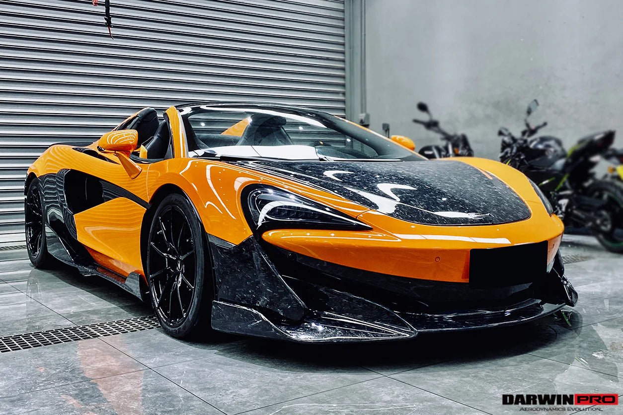 AUTHENTIC DARWINPRO CARBON FRONT BUMPER SPLITTER for MCLAREN 600LT 2018 - 2021
Set includes:

Front Bumper Splitter
Material: Carbon

NOTE: Professional installation is required
