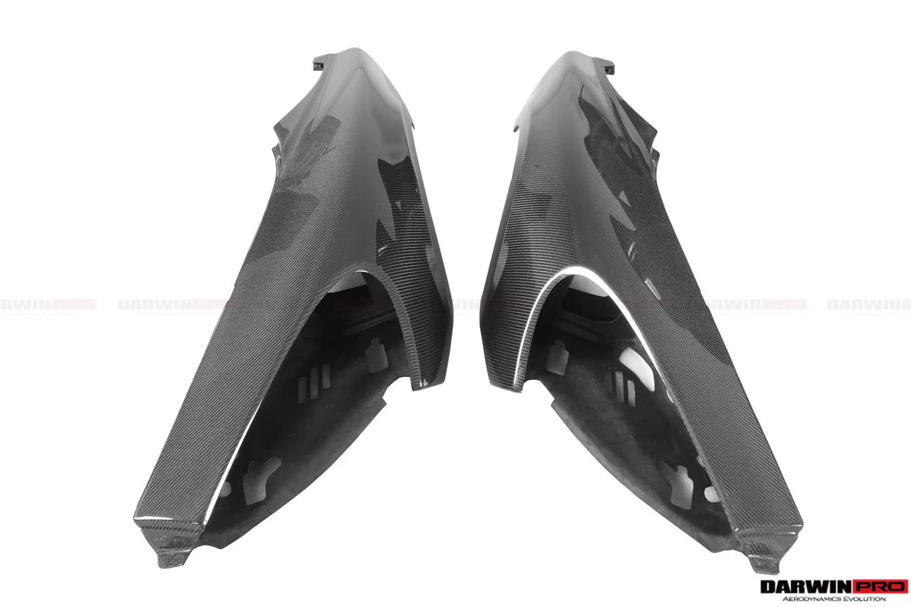 AUTHENTIC DARWINPRO CARBON FRONT FENDERS for MCLAREN 540C 570S 600LT 2015 - 2021
Set includes:

Front Fenders
Material: Carbon

NOTE: Professional installation is required