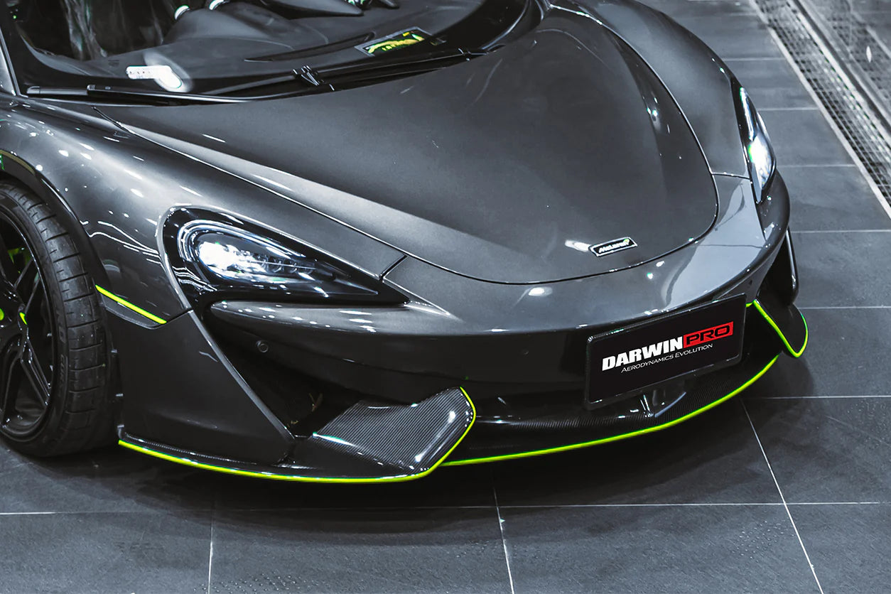 AUTHENTIC DARWINPRO CARBON FRONT FENDERS for MCLAREN 540C 570S 600LT 2015 - 2021
Set includes:

Front Fenders
Material: Carbon

NOTE: Professional installation is required