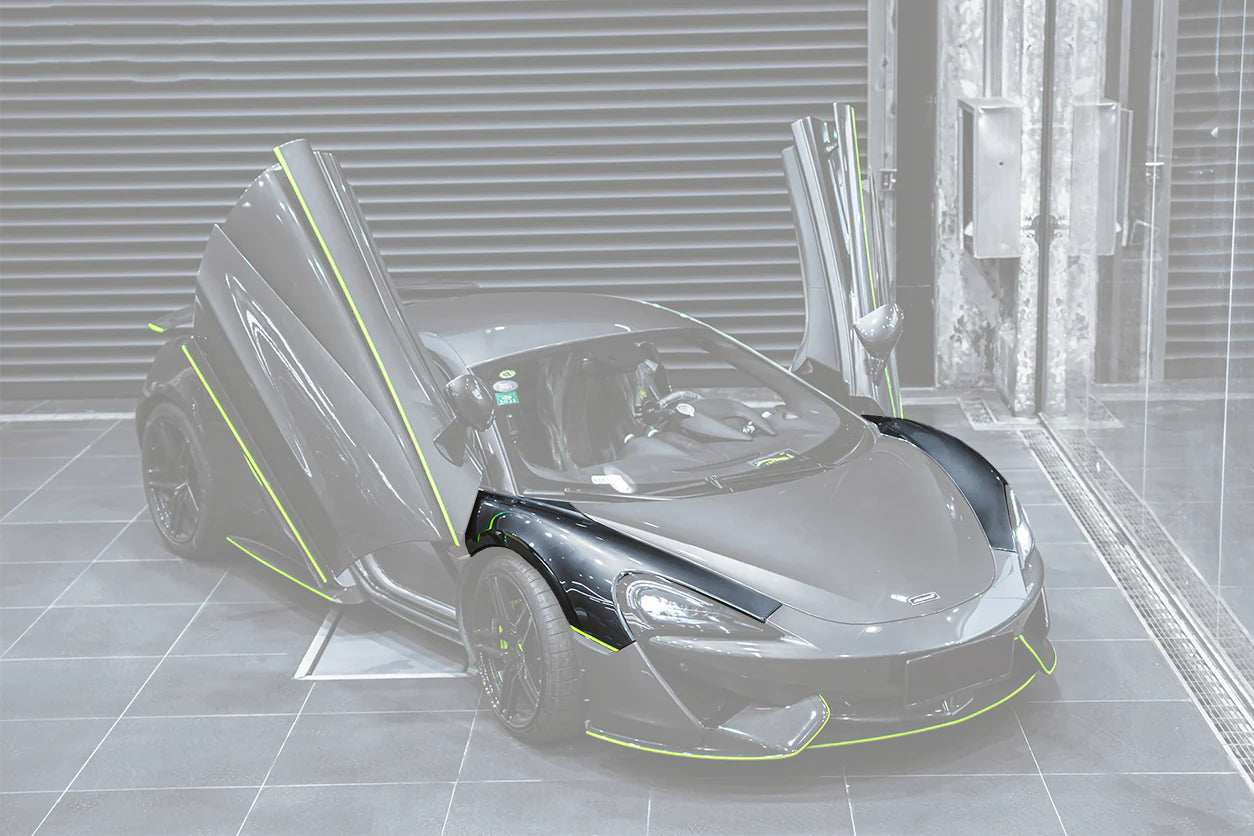 AUTHENTIC DARWINPRO CARBON FRONT FENDERS for MCLAREN 540C 570S 600LT 2015 - 2021
Set includes:

Front Fenders
Material: Carbon

NOTE: Professional installation is required